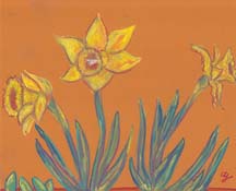Three daffodils by artist Angela Young