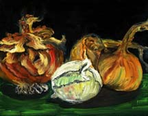 Painting of onions by artist Angie Young