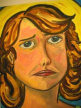 Painting of a sad model by artist Angie Young