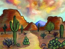 Pastel painting of the desert by artist Angela Young